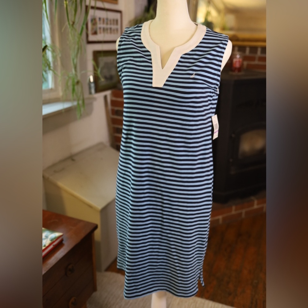Nautica Navy and Light Blue Striped Dress